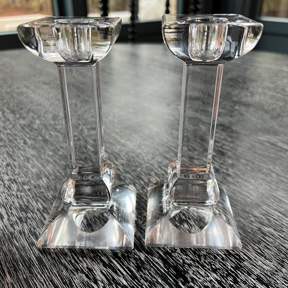 Pair Villeroy & Boch 1748 Siena Glass Crystal Candlesticks - Picture 2 of 6